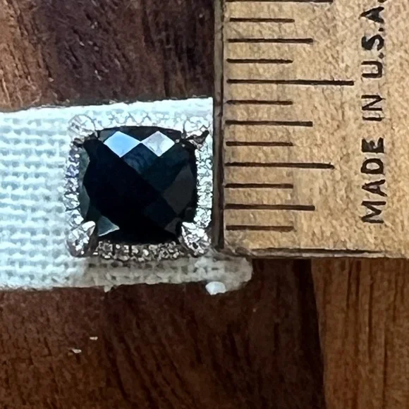 David Yurman Chatelaine Diamond and Black Onyx Earrings SS/14KWG POSTS - Picture 3 of 10